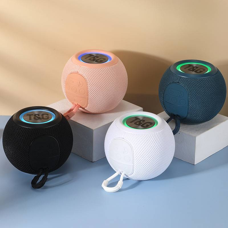 Haut-parleur Bluetooth TG337 sans fil lumières colorées prise en tissu carte caisson de basses lourd extérieur portable mini audio Bluetooth cadeaux pour hommes et femmes_voghion.com