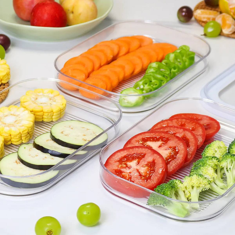 Gekühltes Gemüsefach mit Deckel, auslaufsichere Fleischbehälter für den Kühlschrank, transparente Aufbewahrungsbox für gefrorenes Bratenfleisch, Küchenzubehör_voghion.com