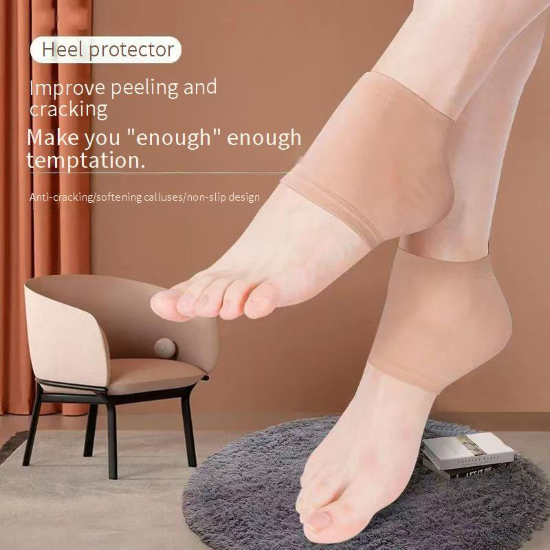 Calzini anti-crepa per la protezione del tallone, calzini anti-crepa per la notte, per uomini e donne, stesso stile, calzini idratanti per piedi asciutti e screpolati, in silicone e tessuto di cotone._voghion.com