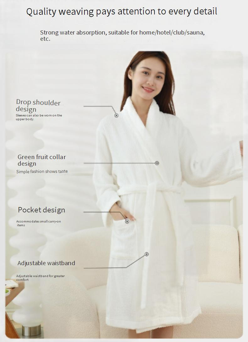 Household High End Homestay Bathrobe Towel Material Bathrobe Cotton Absorbent Bathrobe Men And Women Adult Robe_voghion.com