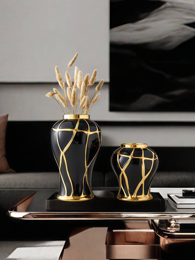 Ceramic Nordic Light Luxury Style Crack Vase Suitable For Living Room Tabletop, Fresh Flowers, Dried Flowers, Atmosphere Decoration, Ornament_voghion.com