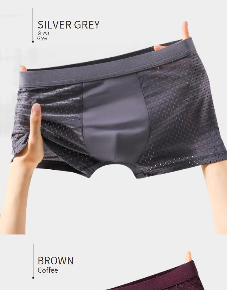 Ademende mesh boxershorts voor heren - Ultrazachte ijszijden onderkleding, comfortabel en anti-schuur, vochtafvoerend_voghion.com