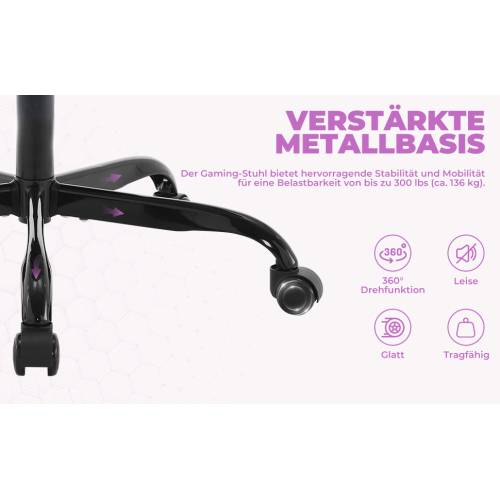 Gaming Chair Computerstuhl Ergonomischer Gaming Stuhl Mit Fußstütze Bürostuhl Ergonomischer Computerstuhl Mit Lendenwirbelstütze SchwarzViolett_voghion.com