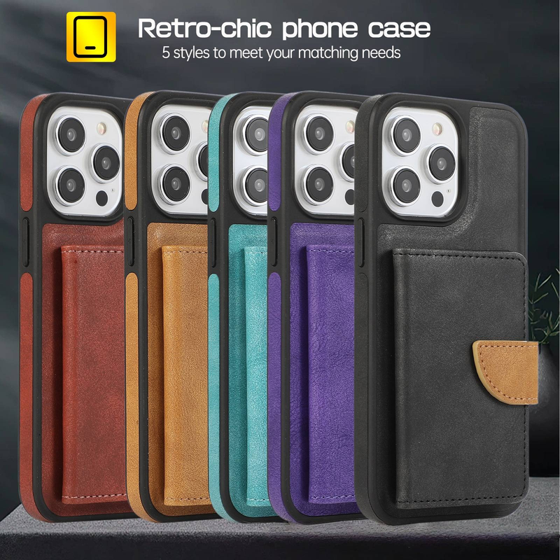 Magnetic Card Holder Phone Case For Slim Wallet & Protective Cover 2-in-1, PU Leather, Handcrafted_voghion.com