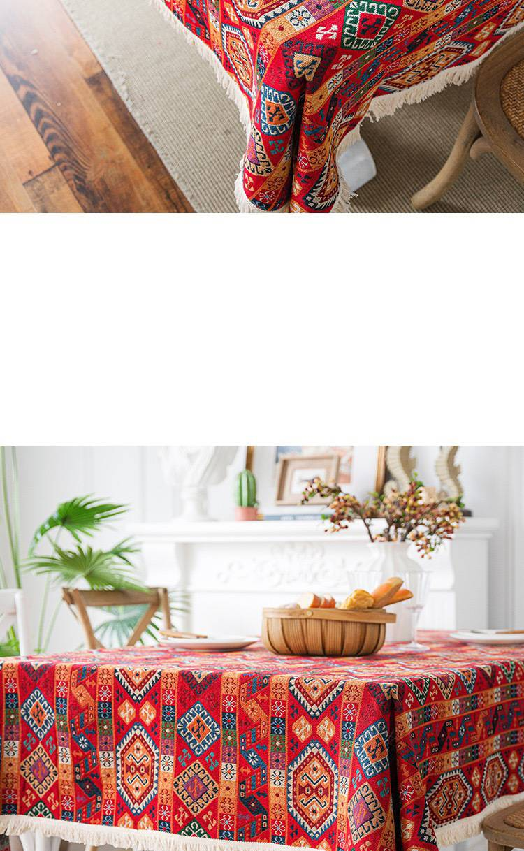 Moroccan Turkish Retro Ins Tablecloth Cotton And Linen Textured Tablecloth Fabric Long Tablecloth Bohemian Tablecloth Picnic Mat_voghion.com