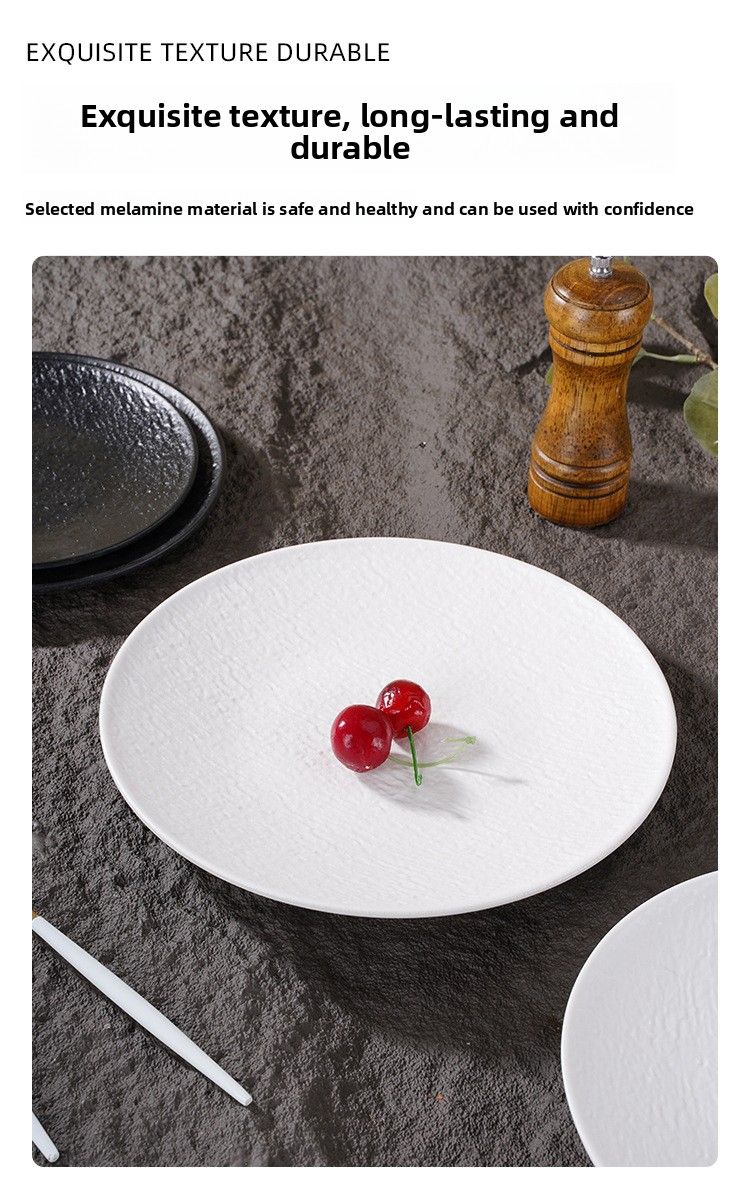 Nuovi piatti piani rotondi di alta qualità in melamina per pasta commerciale, bistecca occidentale, sala da pranzo_voghion.com