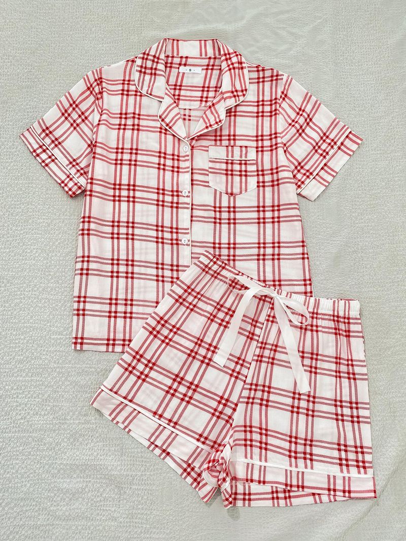 Pijamas de roupas femininas para mulheres cardigan shorts de manga curta conjunto de roupa de casa feminina_voghion.com