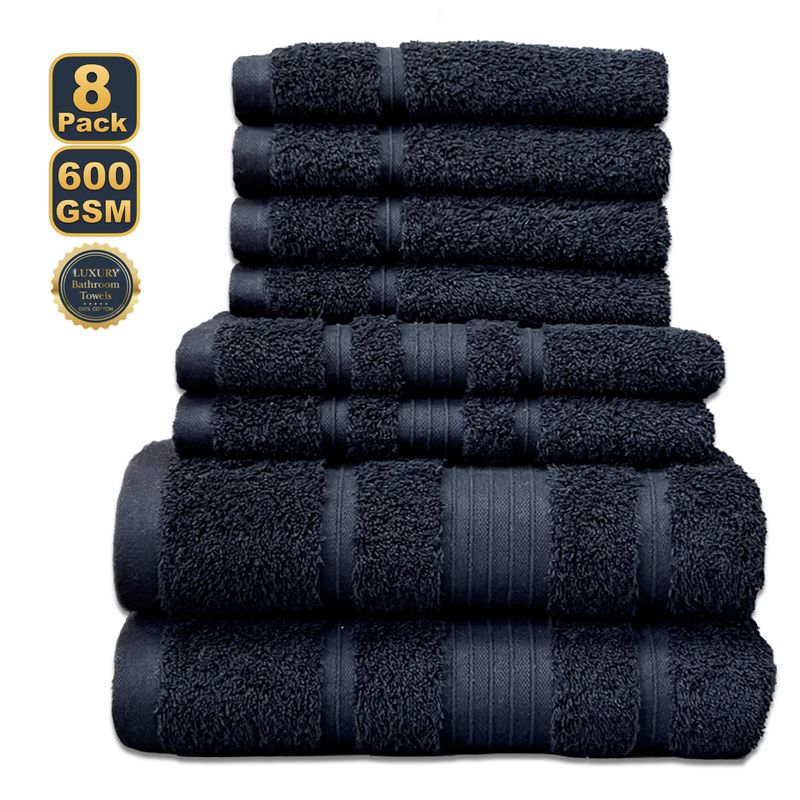 Premium 100% Cotton Towel Set 8-Piece Bath Face Towel Bundle Ultra Soft Absorbent_voghion.com