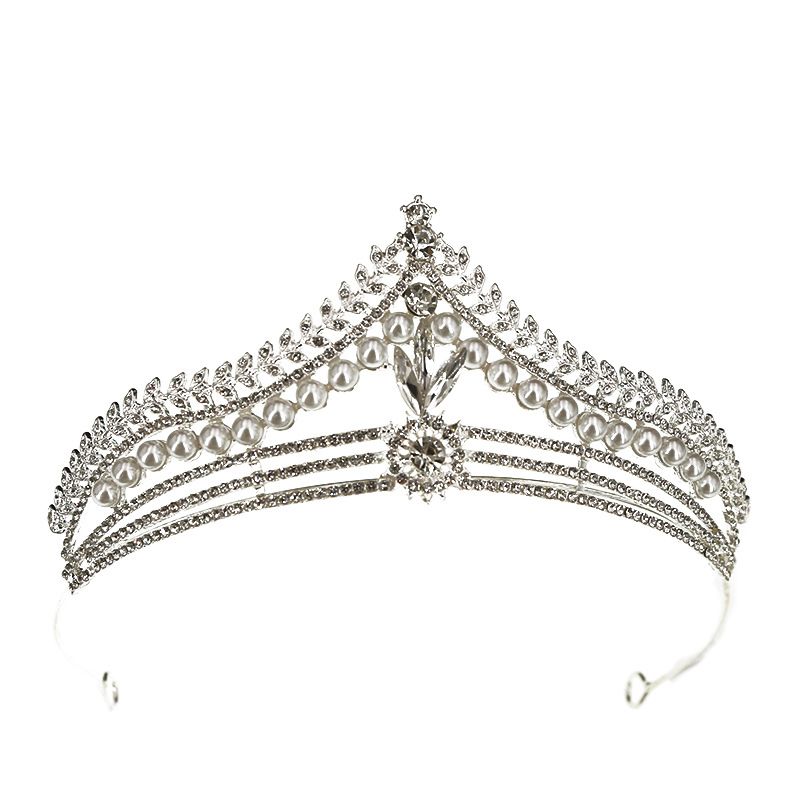 Coreano semplice diamante corona nuziale copricapo moda abito da sposa accessori principessa compleanno perla abito accessori gioielli_voghion.com