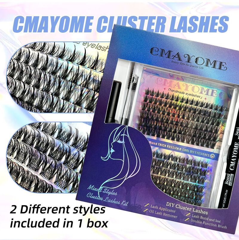 European and American cross border hit single cluster D curved hair false eyelash glue set DIY segmented natural thick eyelashes_voghion.com