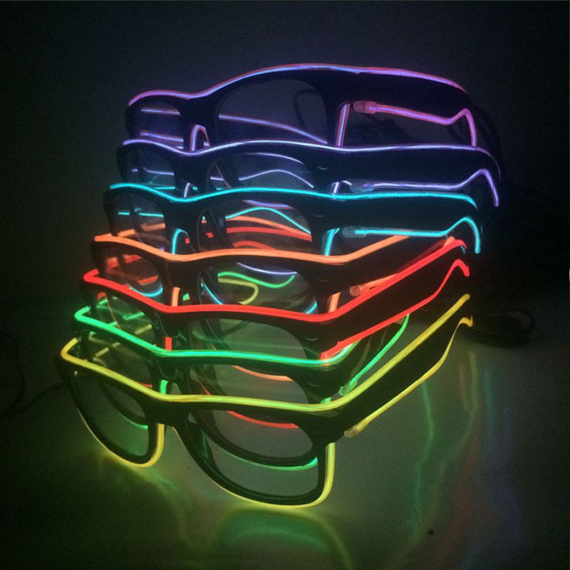 Lunettes clignotantes à LED EL Wire, fournitures de fête lumineuses, éclairage fantaisie, cadeau lumineux, fête, festival, lunettes de soleil lumineuses_voghion.com