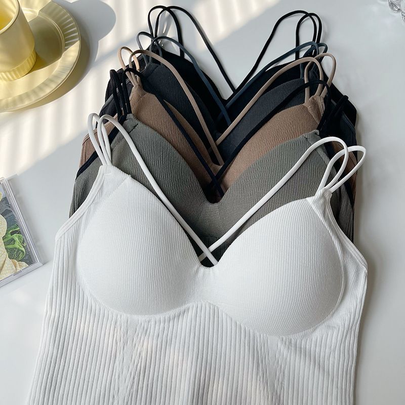 Seamless fixed cup one-piece sexy suspender back bra, gathered, strapless, wrapped, anti glare, breathable underwear for_voghion.com