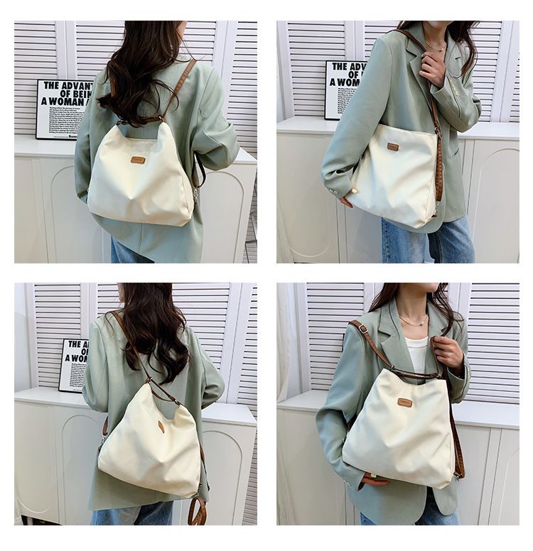 Large capacity backpack popular simple commuting underarm tote fashionable trend women's texture canvas bag_voghion.com