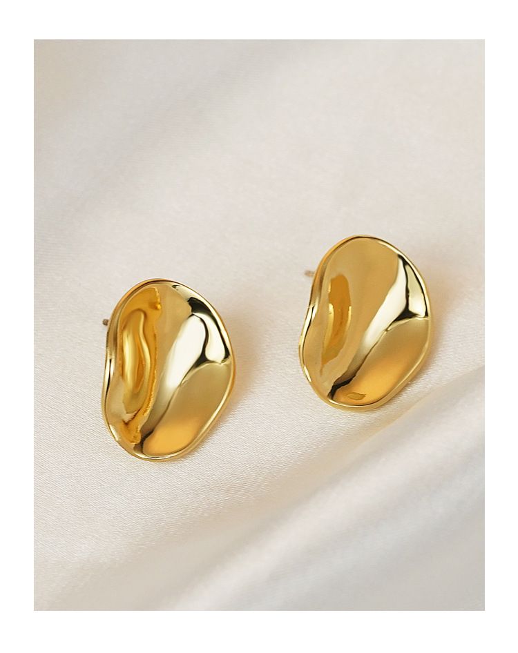 Design di nicchia francese orecchini rotondi lucidi pesanti orecchini femminili in stile freddo tendenza versione coreana minimalista_voghion.com