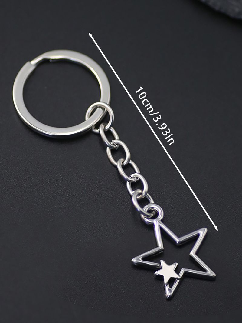 Gränsöverskridande het rea enkel mode pentagram hjärta hänge nyckelring_voghion.com