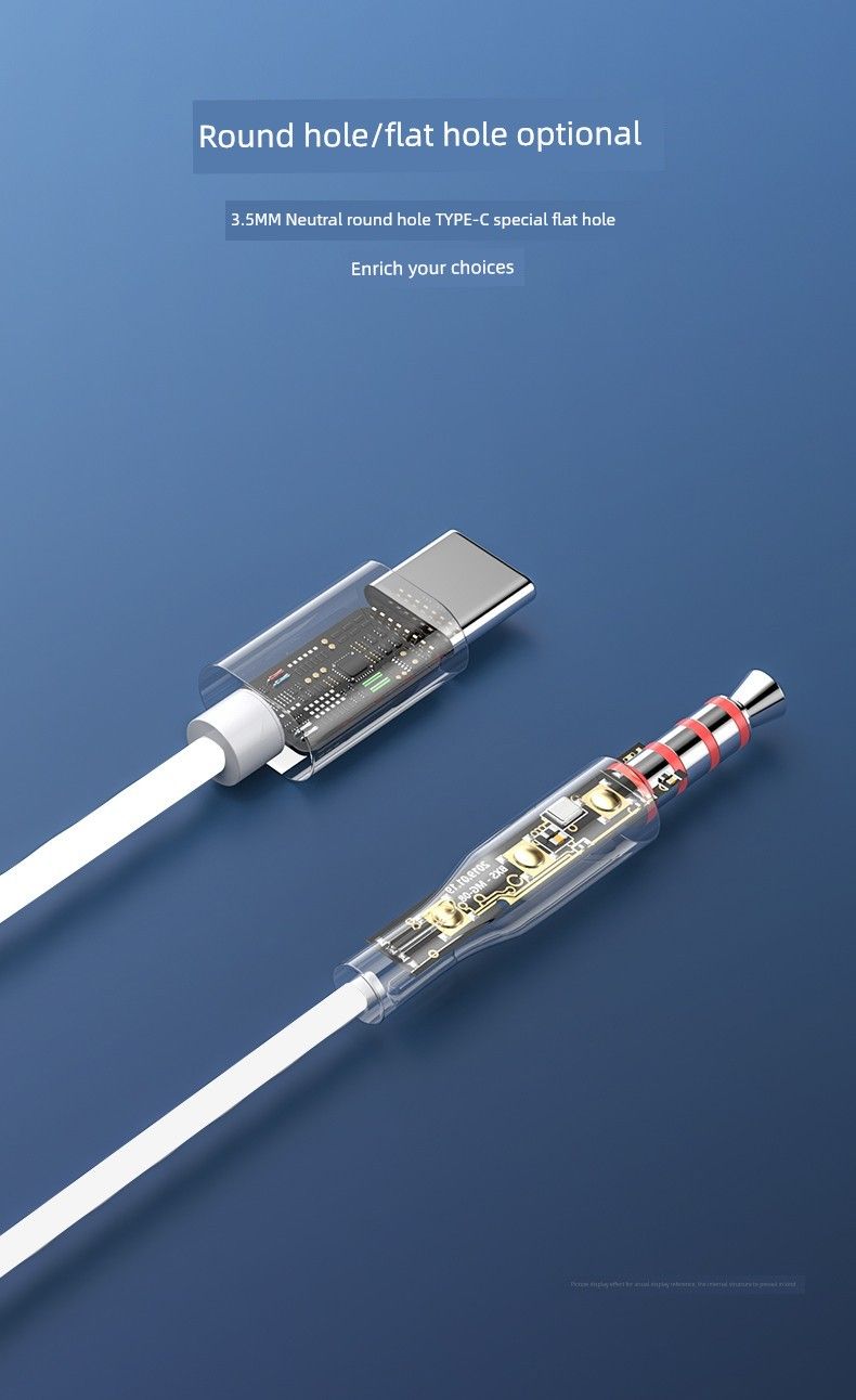 Auriculares con cable de 3,5 mm con control por cable, tipo C, interfaz plana con banda de sujeción, intraaural, cabeza redonda_voghion.com