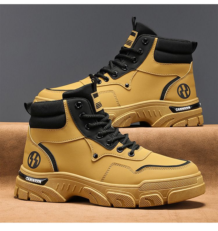 High Top Martin Efterår 2024 Nye Arbejdssko Herrer Koreansk Version Alsidig Britisk Stil Tykke Såler Korte Støvler_voghion.com