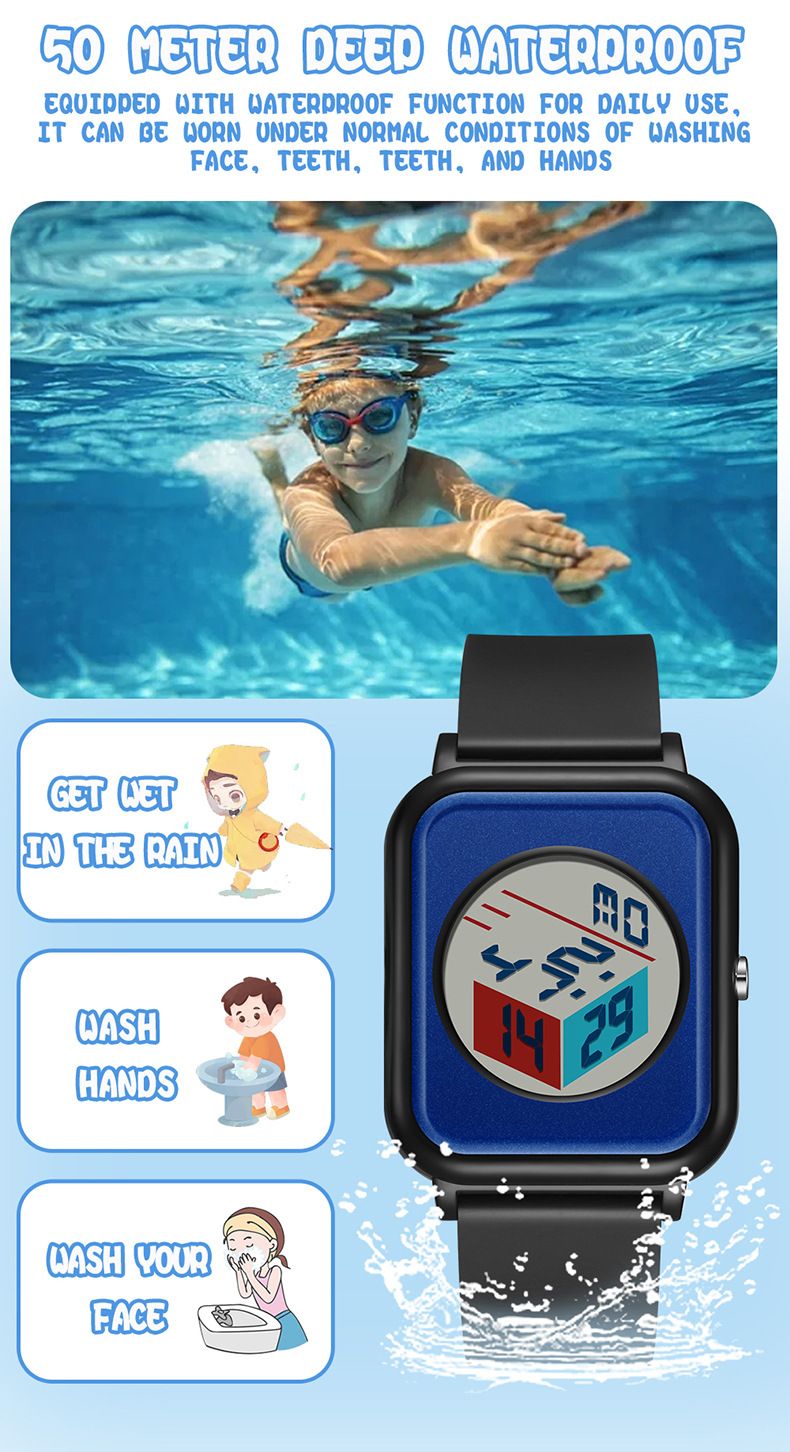 Modern Square Digital Watch With LED Backlight, Waterproof & Lightweight Design For Students And Casual Wear Luminous Leisure Watch_voghion.com