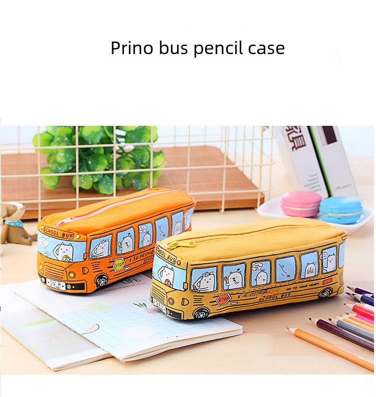 Papetărie creativă coreeană pentru studenți, cu animale mici, cu autobuz, penita cu autobuz, cutie de papetărie din pânză pentru bărbați și femei_voghion.com