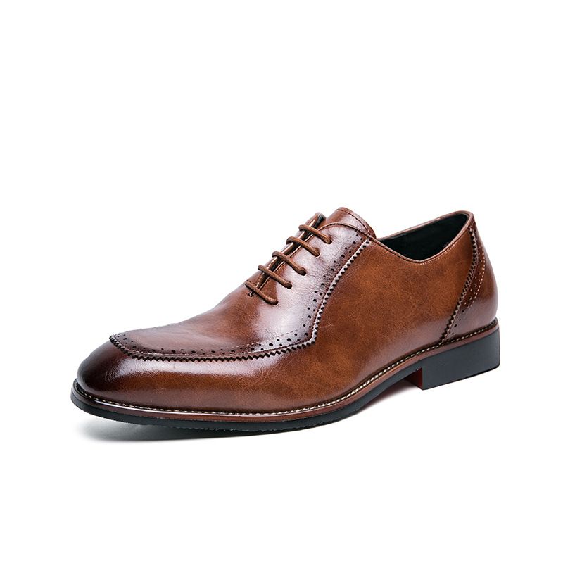 Suitable For All Seasons Leather Size 38-45 Casual Men's Trendy Business Formal British Style Youth Brogue Shoes_voghion.com