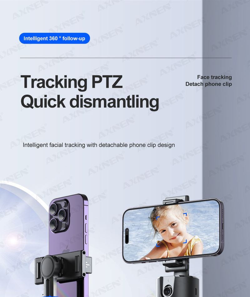 ANSEN AI Auto Following Stabilizer 360 Rotation Telefonständer P02 Desktop Tracking Gimbal mit Fernbedienung für Live-Fotografie_voghion.com