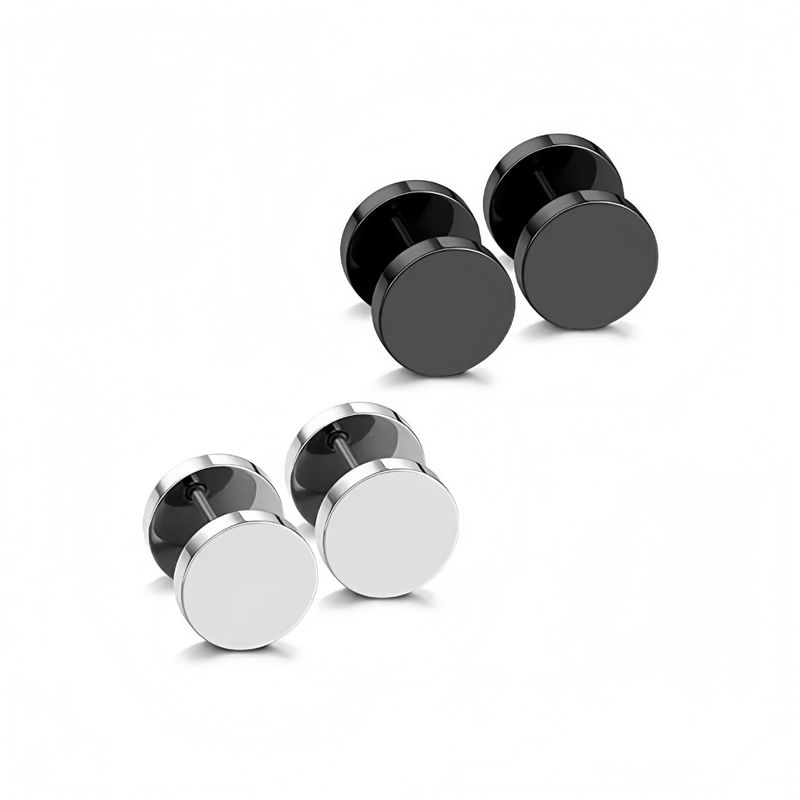 Unique Round Stainless Barbell Earrings Classic Niche Punk Style Titanium Steel Dumbbell Shape Unisex Ear Cuffs Jewelry_voghion.com