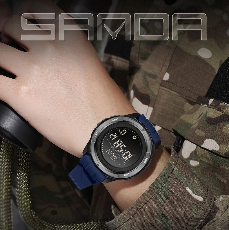 Multifunctional Digital Sports Watch With Compass, Step Counter, Metronome, Waterproof 50m, Dual Time Zone, Night Light, Stopwatch, Alarm_voghion.com