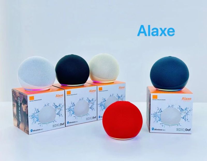 Altavoz Bluetooth inalámbrico Alaxe con soporte de pared y ranura para tarjeta TF: minialtavoz de escritorio con graves profundos y cubierta de tela._voghion.com