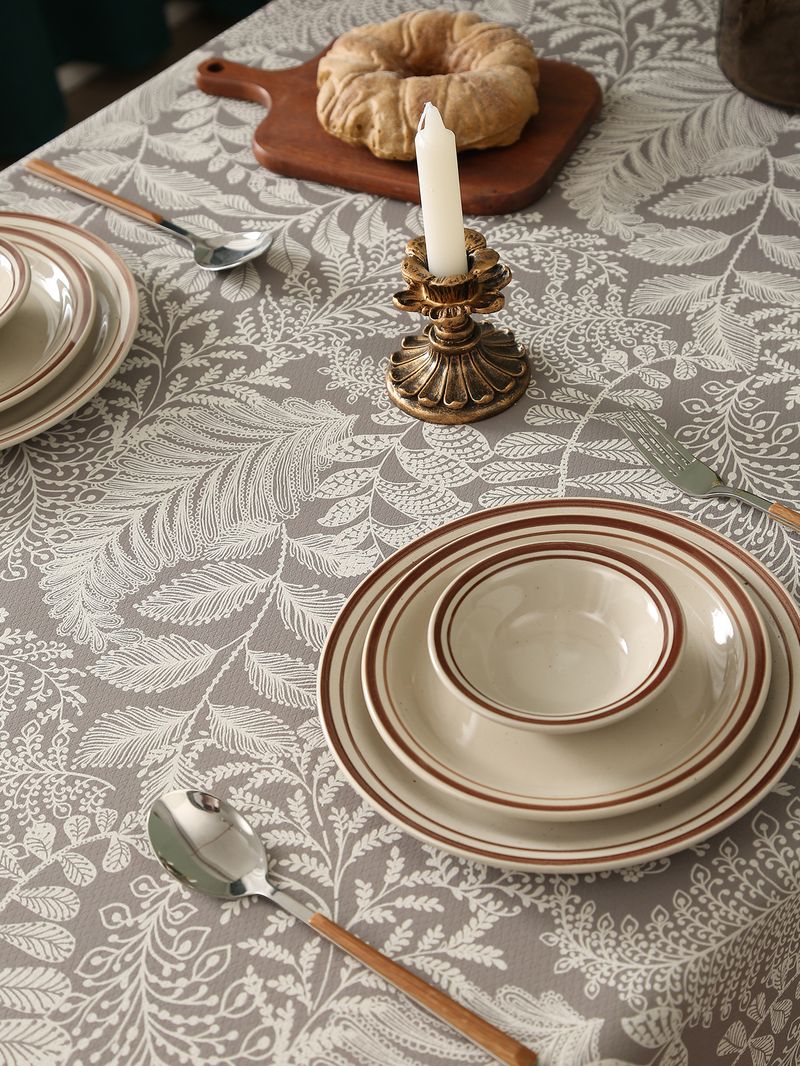 Nappe rectangulaire en lin et coton à motif floral, imperméable, résistante à l'huile et à la chaleur, pour tables basses et de salle à manger._voghion.com