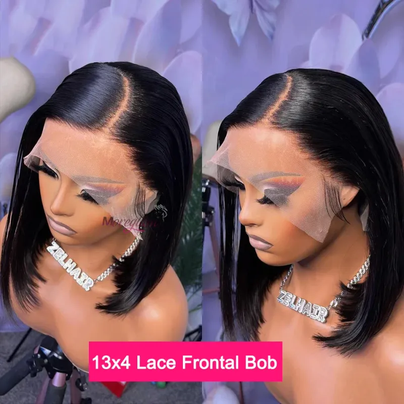Sjokoladebrun Bob Lace Frontal Parykk Ekte Hår Malaysisk Remy_voghion.com