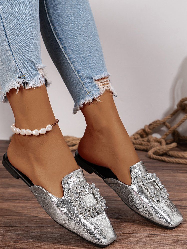 Damenschuhe Neue Sommerschuhe Quadratischer Kopf Pantoletten Sandalen Halbe Unterstützung Einzelschuhe Geschlossener Kopf Halbe Hausschuhe Damen Sommer Outdoor Wear_voghion.com