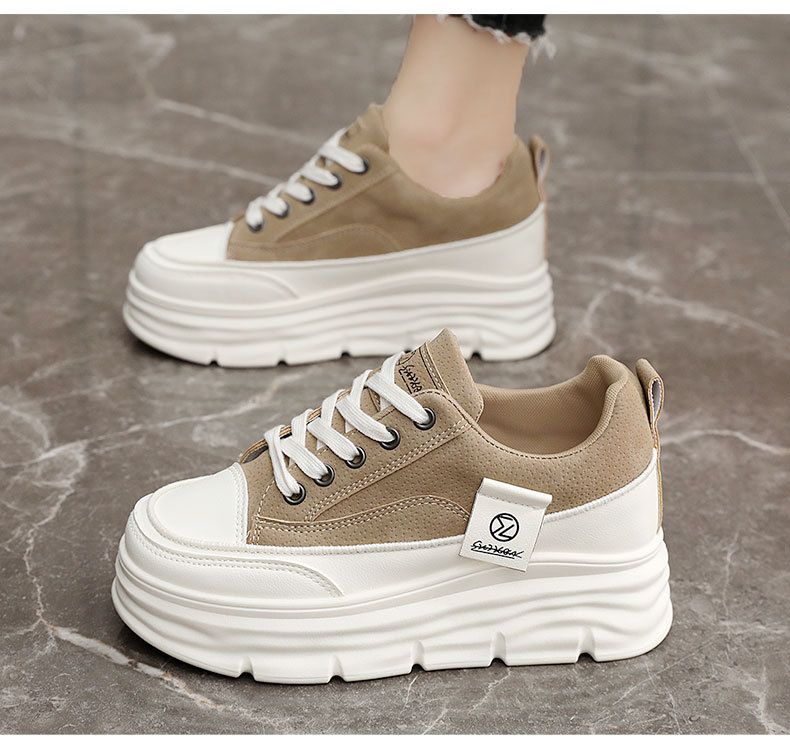 W3677 new color blocked women's shoes, 2024 autumn height increasing thick sole wear-resistant versatile student_voghion.com