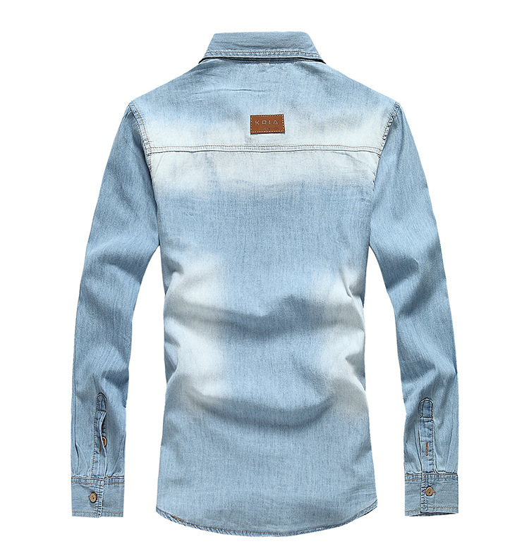 2022 frühling und Herbst Jugend Schlank Langarm Denim Hemd Casual Joker Einfarbig Vier Jahreszeiten Hemd Grenzüberschreitende Außenhandel_voghion.com