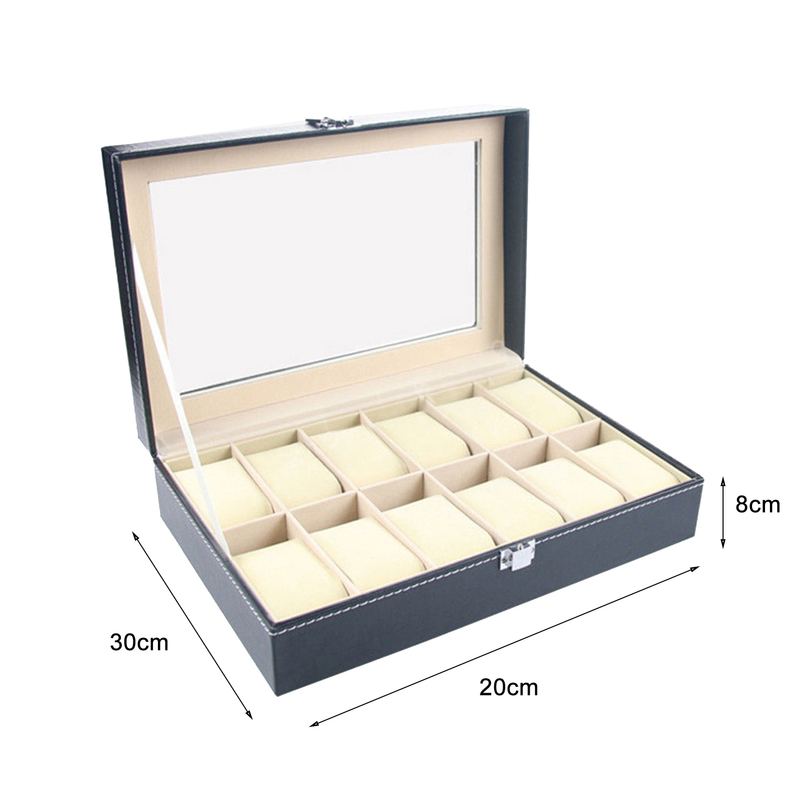 Qianbihe Watch Box Large Capacity Water-proof Anti-dust 12 Slots Exquisite Watch Storage Case For Office-1_voghion.com