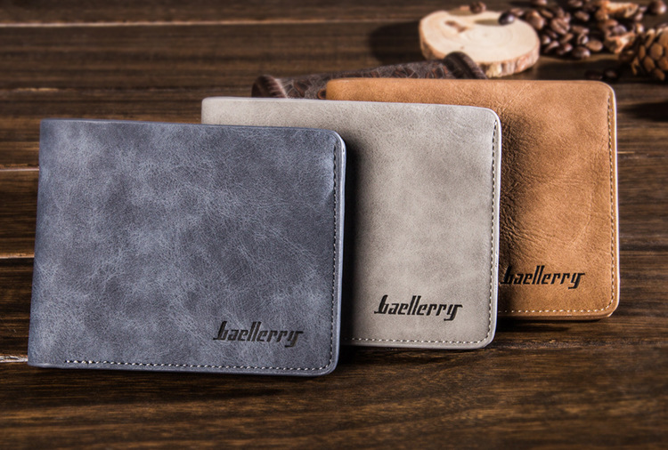 Men's wallet short student retro frosted two fold vertical new wallet_voghion.com