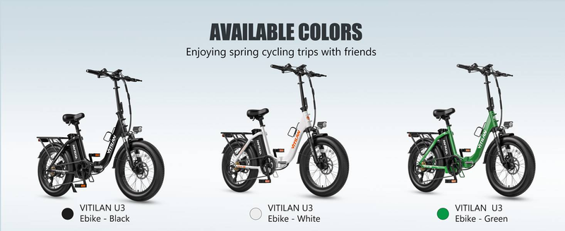 VITILAN U3 Elektrofahrrad für Erwachsene 20" Fat Tire Ebikes Faltbares Elektrofahrrad 750W, 48V 13Ah Step Thru E-Bike 7-Gang_voghion.com