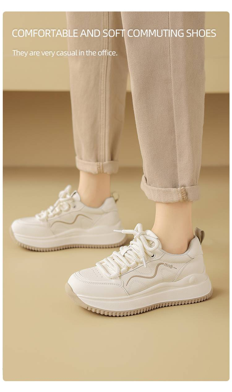cameido Women's 2025 Spring Casual Athletic White Sneakers. These Shoes Have A Round - Toe Design And Come With Laces, Featuring Thick Soles_voghion.com