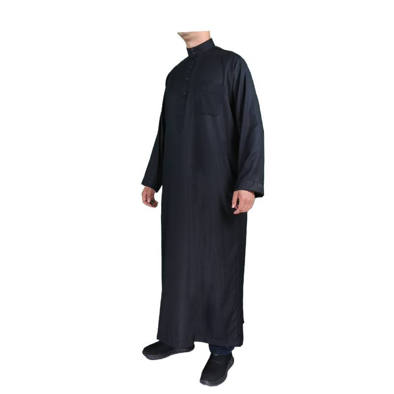 Herrenbekleidung Neue Herrenrobe Robe Langes Kleid Herren Langes Kleid Stehkragen Baumwolle und Leinen_voghion.com