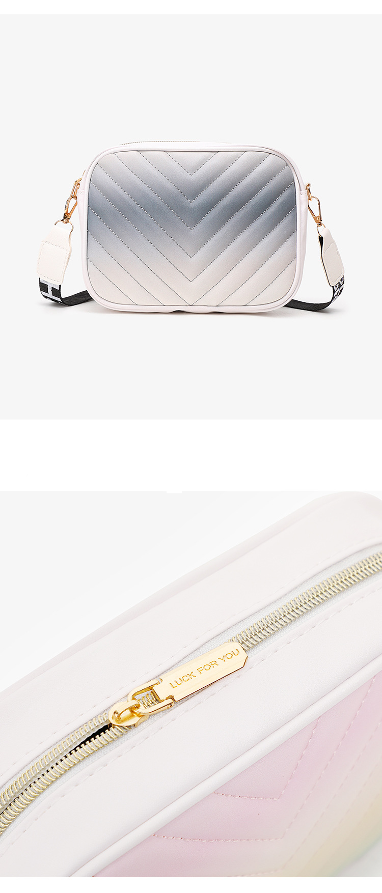 V-Pattern Embroidered Gradient Camera Bag - Stylish Square Crossbody Purse For Women (Versatile, Perfect For Commuting & Travel)_voghion.com