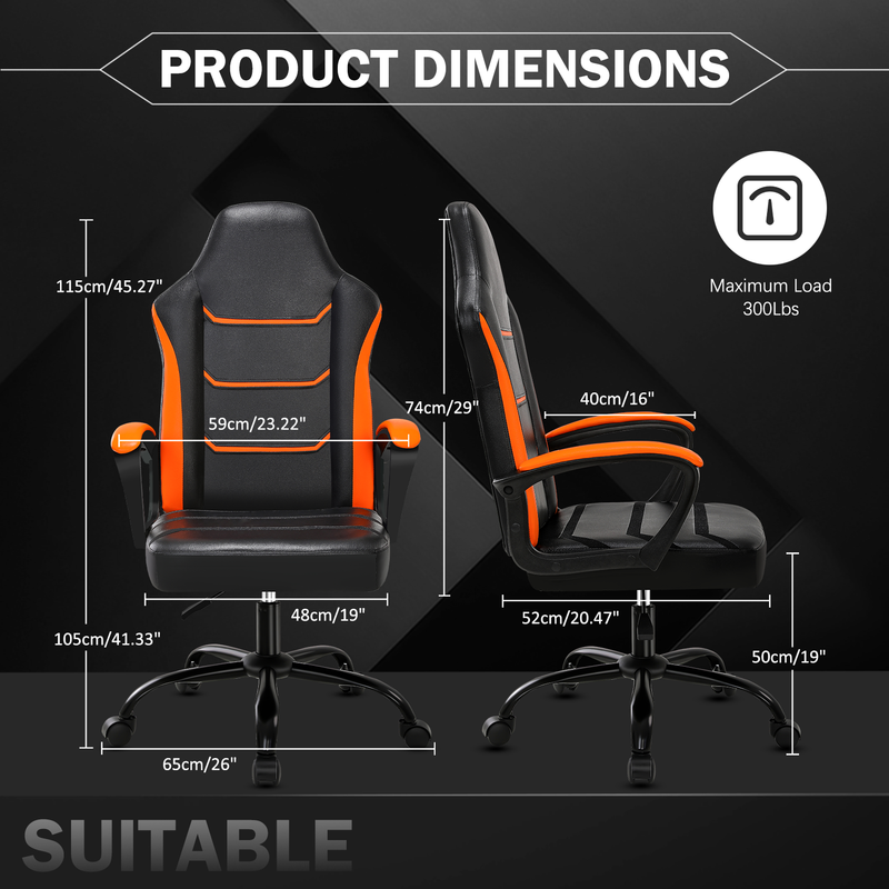 Gaming-Stühle mit Fußstütze, ergonomischer Gaming-Computerstuhl für Erwachsene, Bürostuhl aus PU-Leder, höhenverstellbare Stühle mit Rädern, 360 ° drehbar_voghion.com