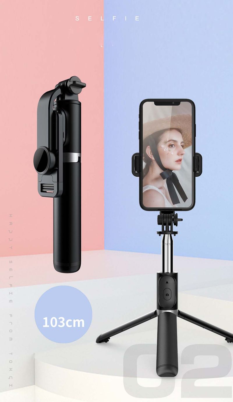 Selfie stick da 1030 mm con luce di riempimento LED Bluetooth wireless, treppiede esteso con otturatore remoto per cellulare Android iOS_voghion.com