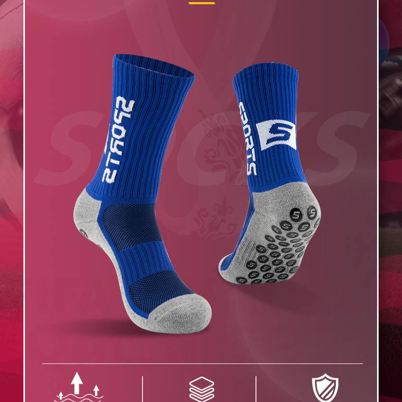 Practical Soccer Socks, Terry Cloth Sole Sports Running Socks, Mid Calf Wear Resistant, Non Slip, Dotted Adhesive Outdoor Sports Cycling Socks_voghion.com