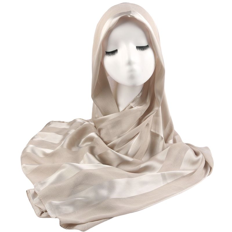 Women's Scarves New Women's Headscarf Shawl Pleated Chiffon With Stripes Natural Wrinkle Middle East Dubai Headscarf Hijab_voghion.com