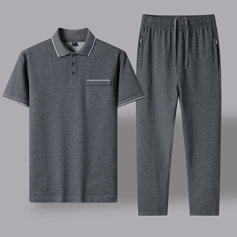 Diyu Shenlong Dad Outfit Set For Middle-aged And Elderly Men Summer Casual Clothes Men's Short Sleeve Long Pants_voghion.com