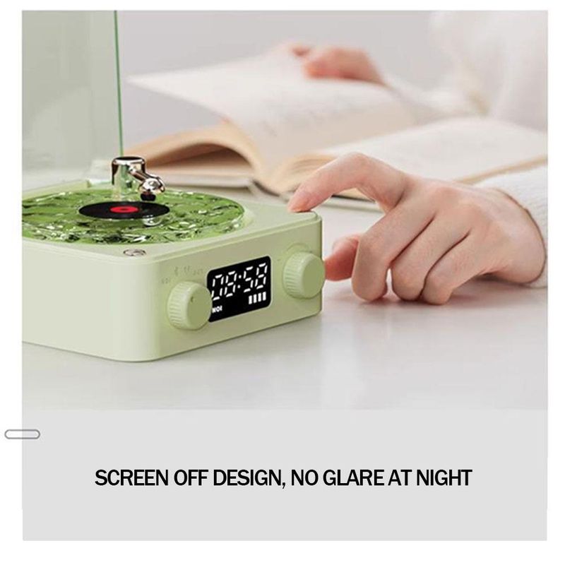 Wireless The Waves Vinyl Player Mini Portable Retro Sleep Aid Speakers Adjustable RGB Lights For Bedroom Office_voghion.com