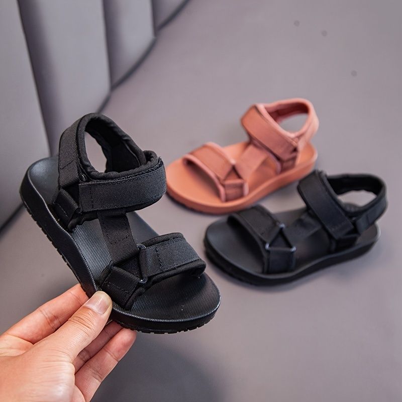 Trendy coole effen kleur open teen jongens, ademende slijtvaste sandalen voor vakantie strand_voghion.com