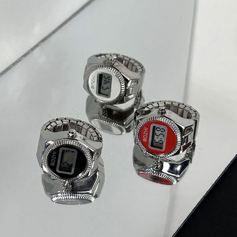 Ny Finger til Kvinder Mænd Mini Elastisk Rem Legering Ure Retro Elektronisk Digital Par Ur Ring Gave_voghion.com