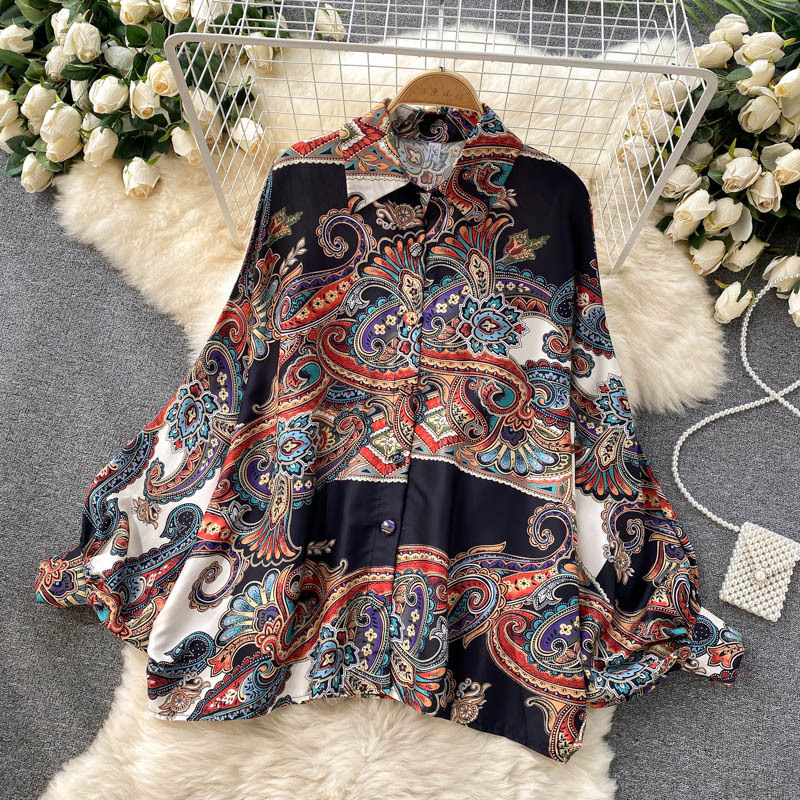 Women's Design Sense Bat-sleeved Shirt Women Loose 100 Heavy Pleated Wide Leg Pants_voghion.com
