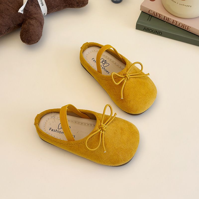 Girls Korean Velvet Closed-Toe Half Slippers For Outdoor Wear 2025 Spring Summer New Ballet Style Dopamine Single_voghion.com