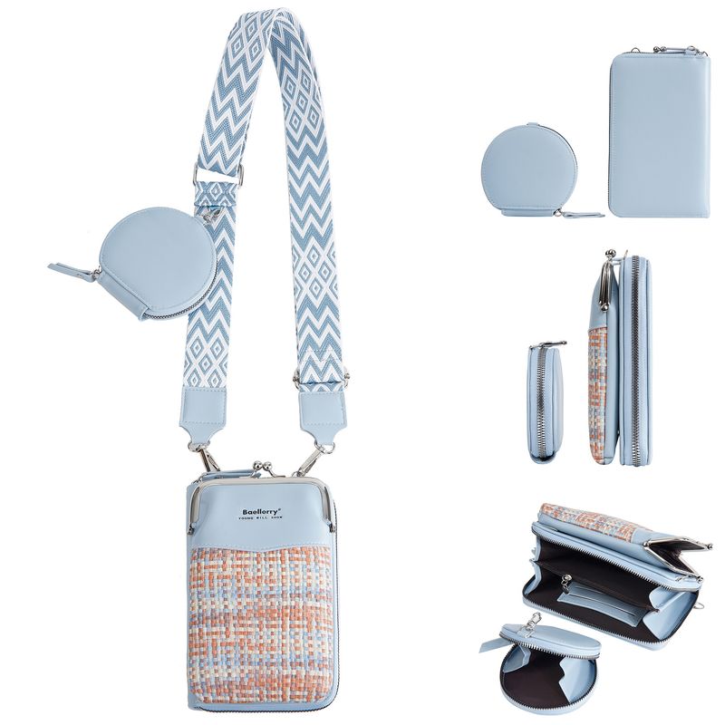 Borsa a tracolla da donna, stile di alta qualità, mini borsa a tracolla, nuova custodia per telefono in tessuto color block, borsa madre-figlia in PU_voghion.com